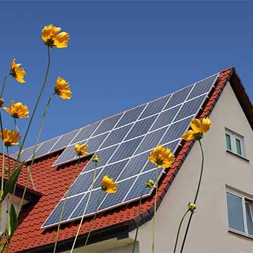 House with solar panels on roof